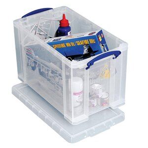Really Useful Storage Box Plastic Lightweight Robust Stackable 24 Litre W270xD464xH282mm Clear Ref 24C