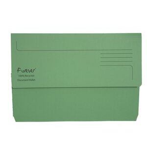 Exacompta Forever Document Wallet Manilla Foolscap Half Flap 290gsm Green (Pack 25)